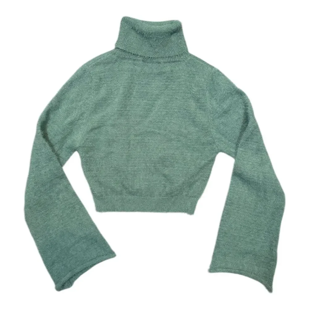 HYFVE Green Cropped Turtleneck Sweater - Size Medium - Picture 5 of 7